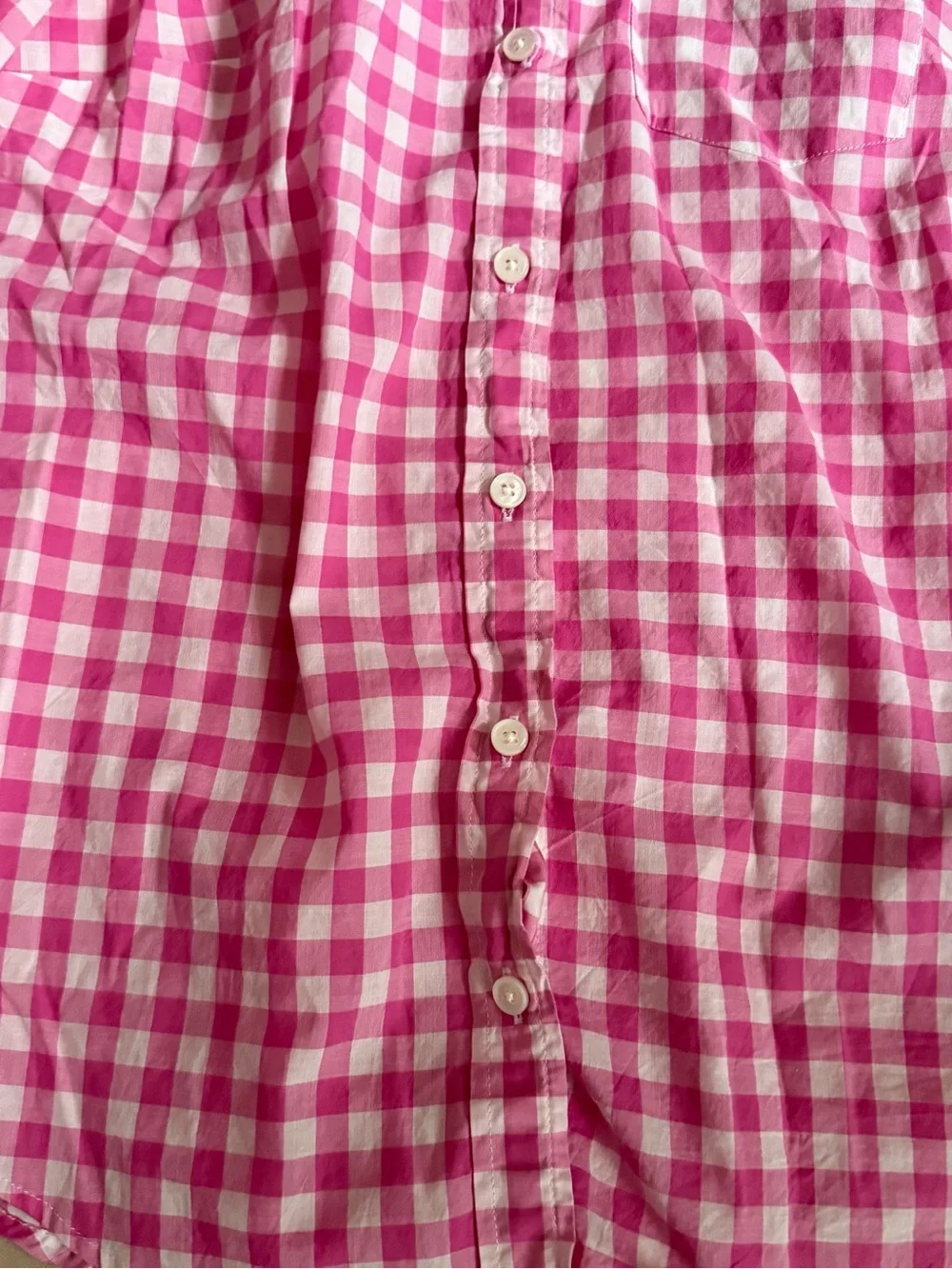 J.Crew Lightweight Cotton Gingham Signature Fit Button-Down Shirt Pink/White XS
